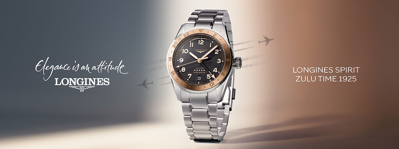Luxuriöse Longines-Uhr mit schwarzem Zifferblatt und Edelstahlarmband, elegante Präsentation.