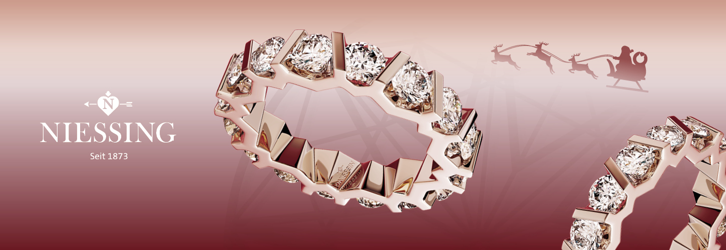 Ein funkelnder Ring aus Roségold mit auffälligem Zackenmuster und eingefassten Diamanten